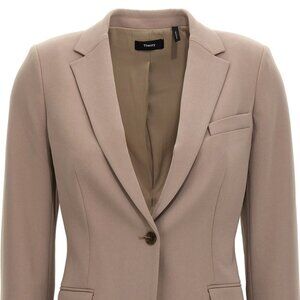 Theory Admiral Crepe Staple Blazer Camel Size 10